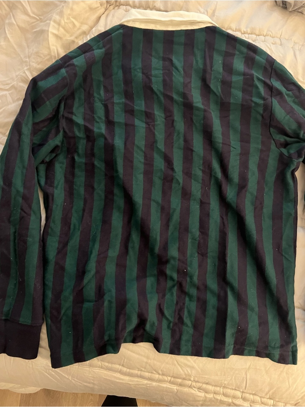 Rowing Blazers Green & Navy Striped Long-Sleeve Rugby Shirt - Picture 6 of 6